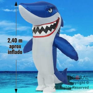 DISFRAZ INFLABLE TIBURON ADULTO 2,40 MT X 1